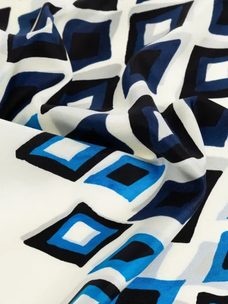Fular Lanvin de mătase cu imagine cu imprimeu geometric alb