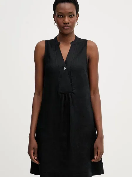 United Colors of Benetton rochie de vară din in negru
