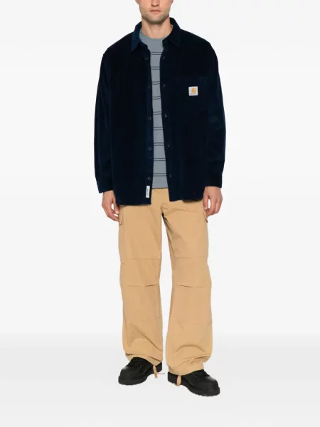 Samt košulja Carhartt Wip s autogramom plava