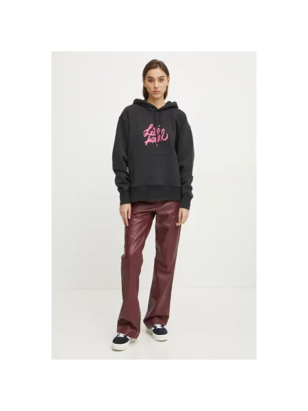 Karl Lagerfeld Jeans bluza z kapturem z nadrukiem czarny