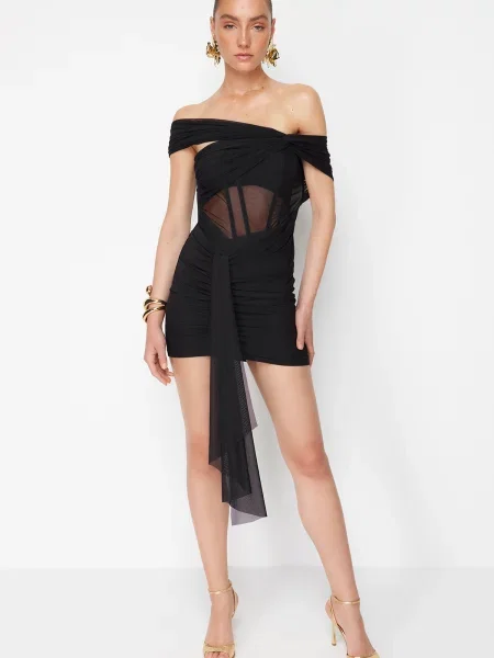 Rochie de seară Trendyol tricotate eleganta negru
