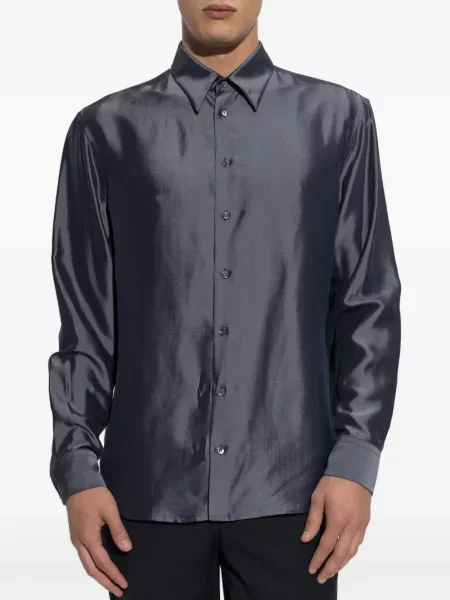 Marškiniai Giorgio Armani satino pilka
