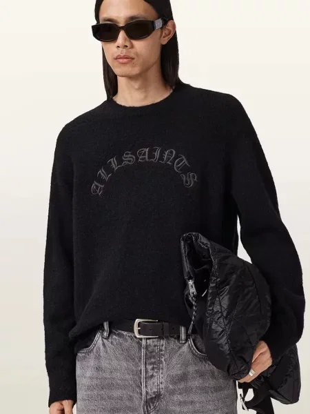 Шерстяной легкий свитер Allsaints черный