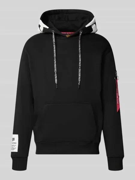 Bluza z kapturem Alpha Industries z kapturem z logo czarna