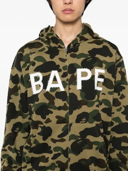 Камуфлажен суичър с качулка A Bathing Ape® с принт зелено