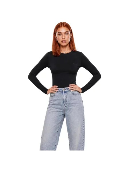 Lung tricou Guess cu mâneci lungi negru
