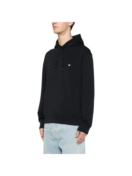 Bluza z kapturem Emporio Armani z kapturem niebieska