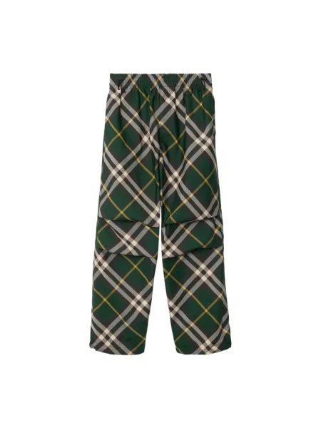 Spodnie dresowe Burberry w kratę z nadrukiem zielone