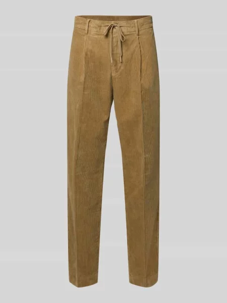 Spodnie sztruksowe o kroju regular fit z mieszanki bawełny model ‘LEROY’ Selected Homme beżowe