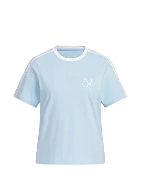 Dans tricou Adidas cu dungi cu autograf maro