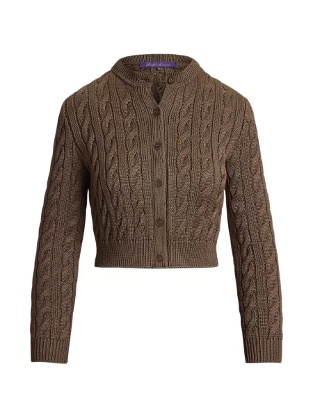 Decupat cardigan Polo Ralph Lauren de mătase maro