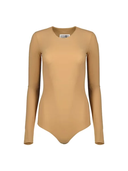 Koszulka Mm6 Maison Margiela z dżerseju beżowa