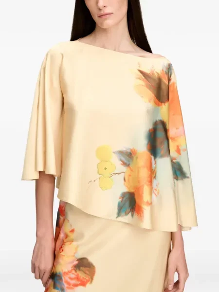 Top Cinq A Sept cu model floral cu imagine asimetric