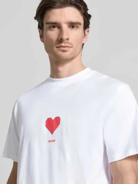 T-shirt o kroju regular fit z czystej bawełny model ‘DALENTIN’ Hugo biała