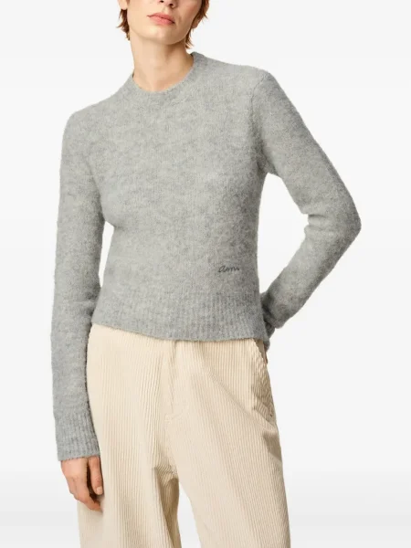 Pulover Ami Paris cu broderie gri