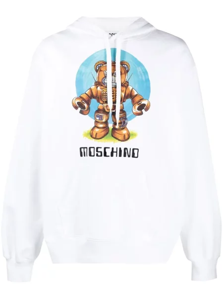 Hanorac cu glugă Moschino cu imagine teddy alb