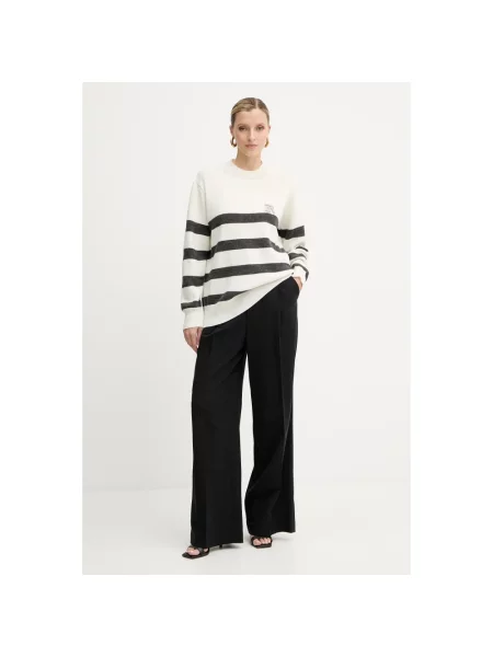 Sweter Ermanno Scervino wełniany w paski z paskiem