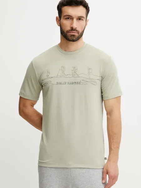 Тениска Helly Hansen SKOG RECYCLED GRAPHIC с принт зелено