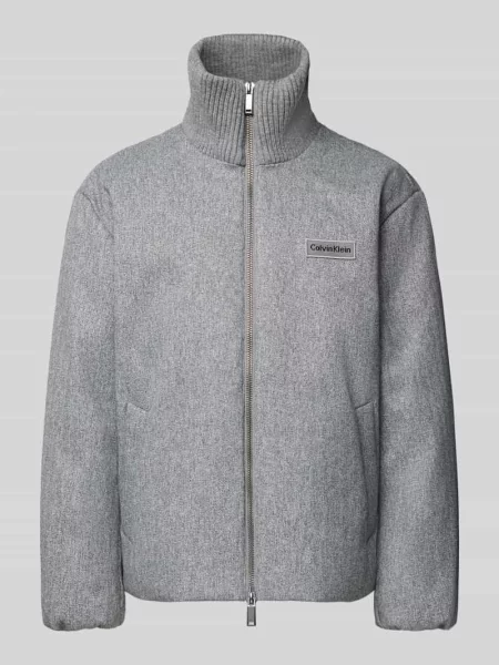 Pikowana kurtka Ck Calvin Klein ze stójką szara