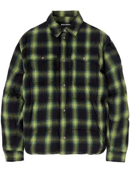Kurtka Palm Angels w kratkę ocieplana zielona