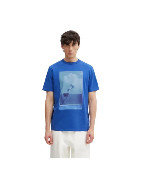Barbour x Paul Smith Scoop t-shirt niebieska