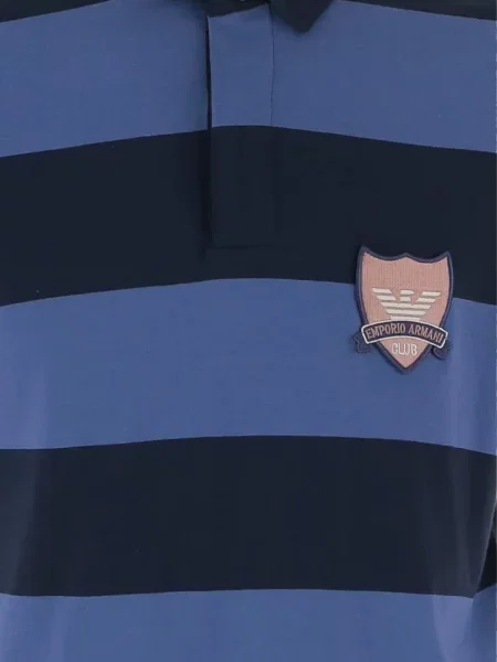 Ριγέ polo Emporio Armani με αυτόγραφο μπλε