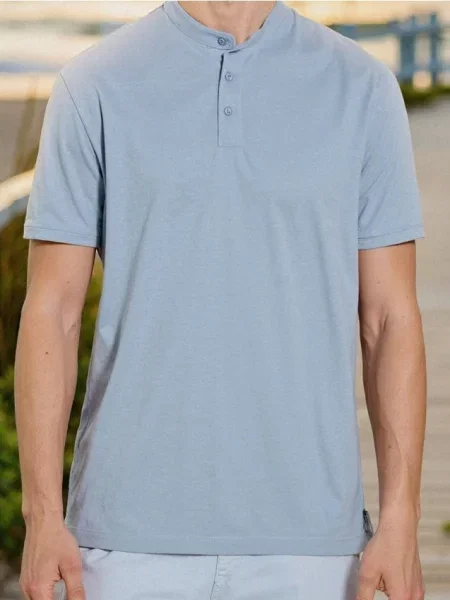 Sinsay Koszulka henley błękitny