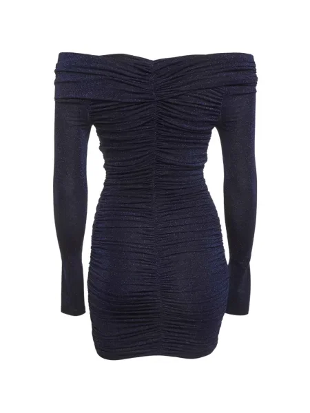 Kötött fodros mini ruha Elisabetta Franchi kék