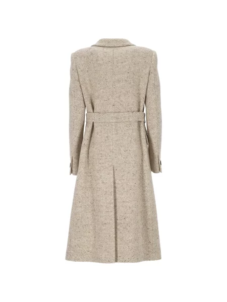 Cu centură palton Tagliatore cu model herringbone