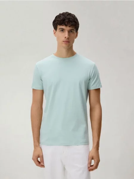 Reserved Tricou slim din pima albastru-pal albastru