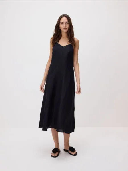 Reserved Rochie cu conținut ridicat de in negru