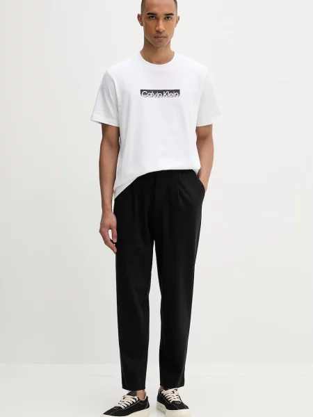 Calvin Klein nohavice pánske s viskózou čierna