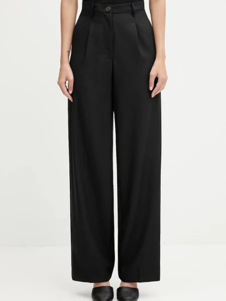 Fiorucci pantaloni Wide Leg Tailored Wool lat high waist negru