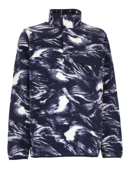 Sweter Patagonia polarowy z nadrukiem w abstrakcyjne wzory niebieski
