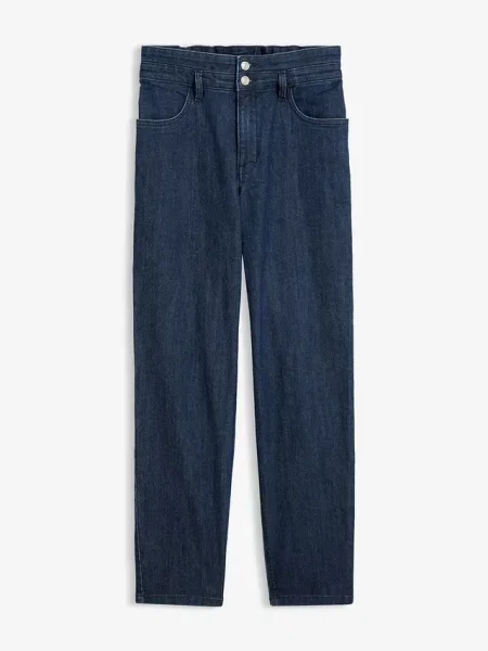Jeansy mom high waist wygodny pas niebieskie