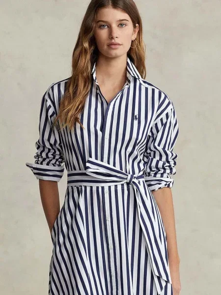 Платье мини Polo Ralph Lauren клеш синее