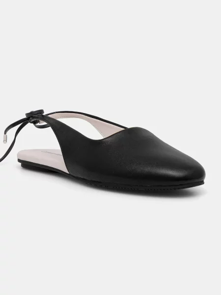Calvin Klein Kožené baleríny BALLERINA SLING BACK LTH černé