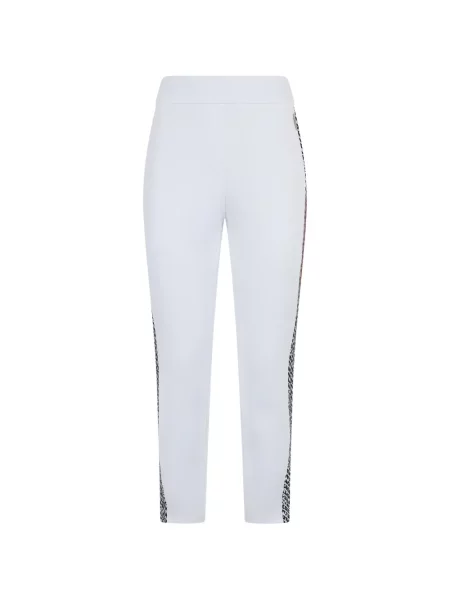 Pantaloni Moorer cu dungi alergare alb