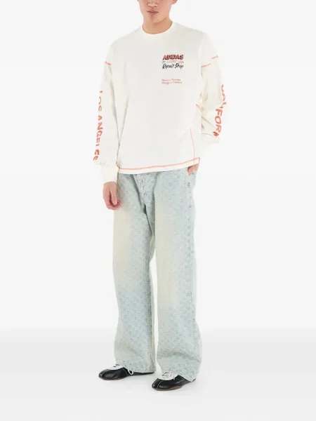 Tricou Adidas lung cu dungi alb