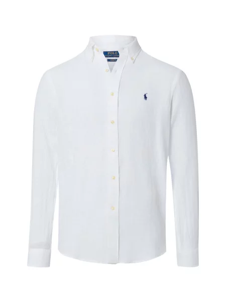 Polo Ralph Lauren koszula lniana Mężczyźni Regular Fit len jednolity S biały