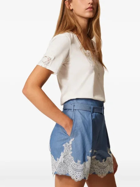 Tricou Twinset din dantelă alb