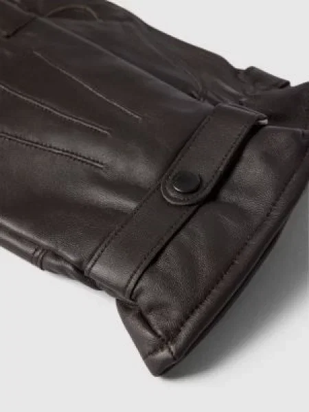 Barbour rękawiczki skórzane brązowy