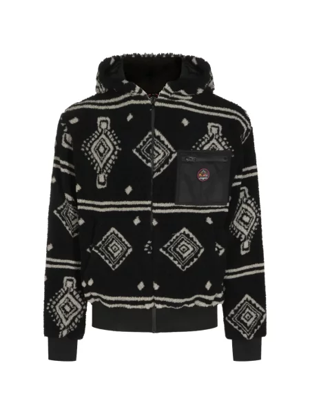Hanorac cu glugă Mauna Kea din fleece cu imprimeu geometric negru