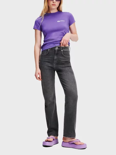 Прямі джинси Karl Lagerfeld Jeans бавовна/еластан сірий