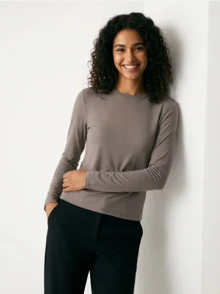 Поліамідна футболка з довгим рукавом кавовий