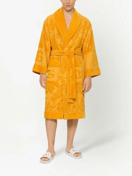 Ilgas chalatas Dolce & Gabbana ilgomis rankovėmis oranžinė