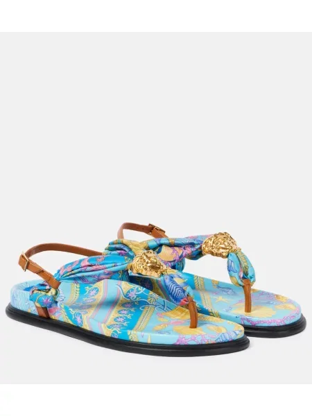 Chiloți tanga Versace cu imagine albastru