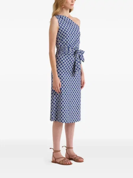 Rochie midi Maliparmi cu imprimeu geometric albastru