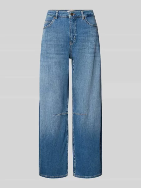 Jeansy typu barrel z wysokim stanem ze szwami działowymi Opus Pants niebieskie