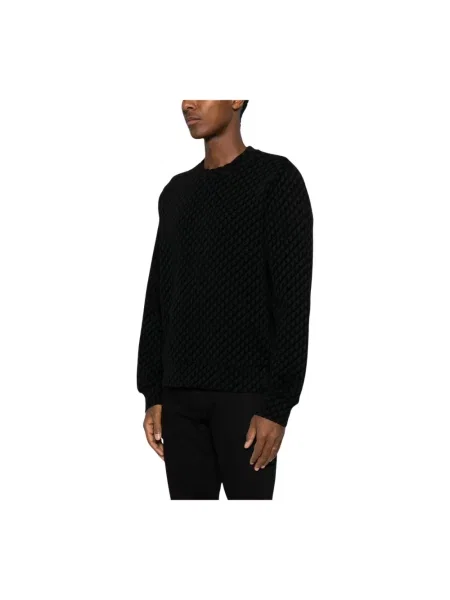 Bluza Emporio Armani wełniana z nadrukiem czarna